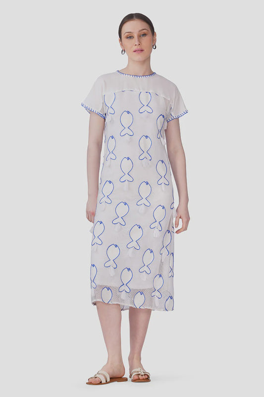 Net To Needle Fish Tassel Dress