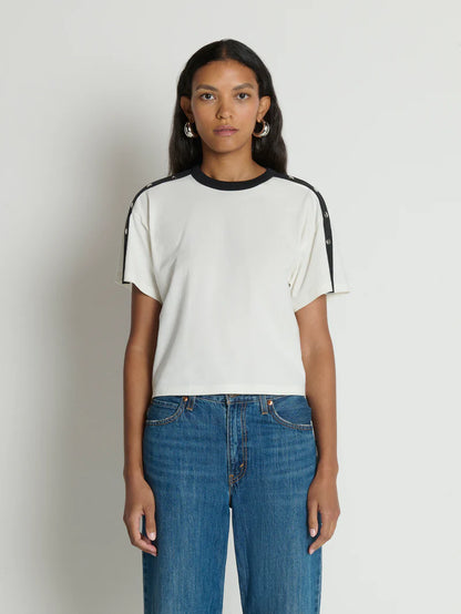 Ada Button Tee - Porcelain Color Block