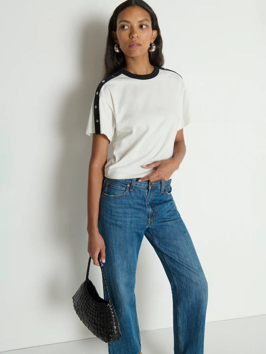 Ada Button Tee - Porcelain Color Block