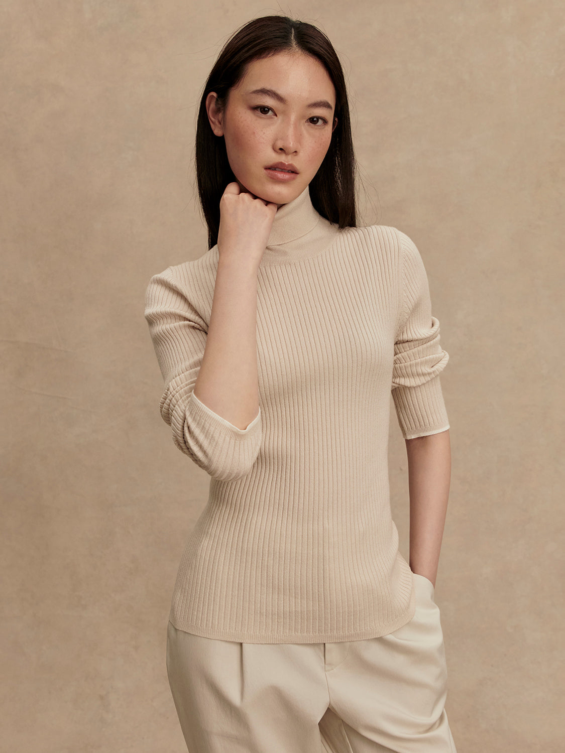 Ravena Roll Neck Top 2.0 - Silver Birch