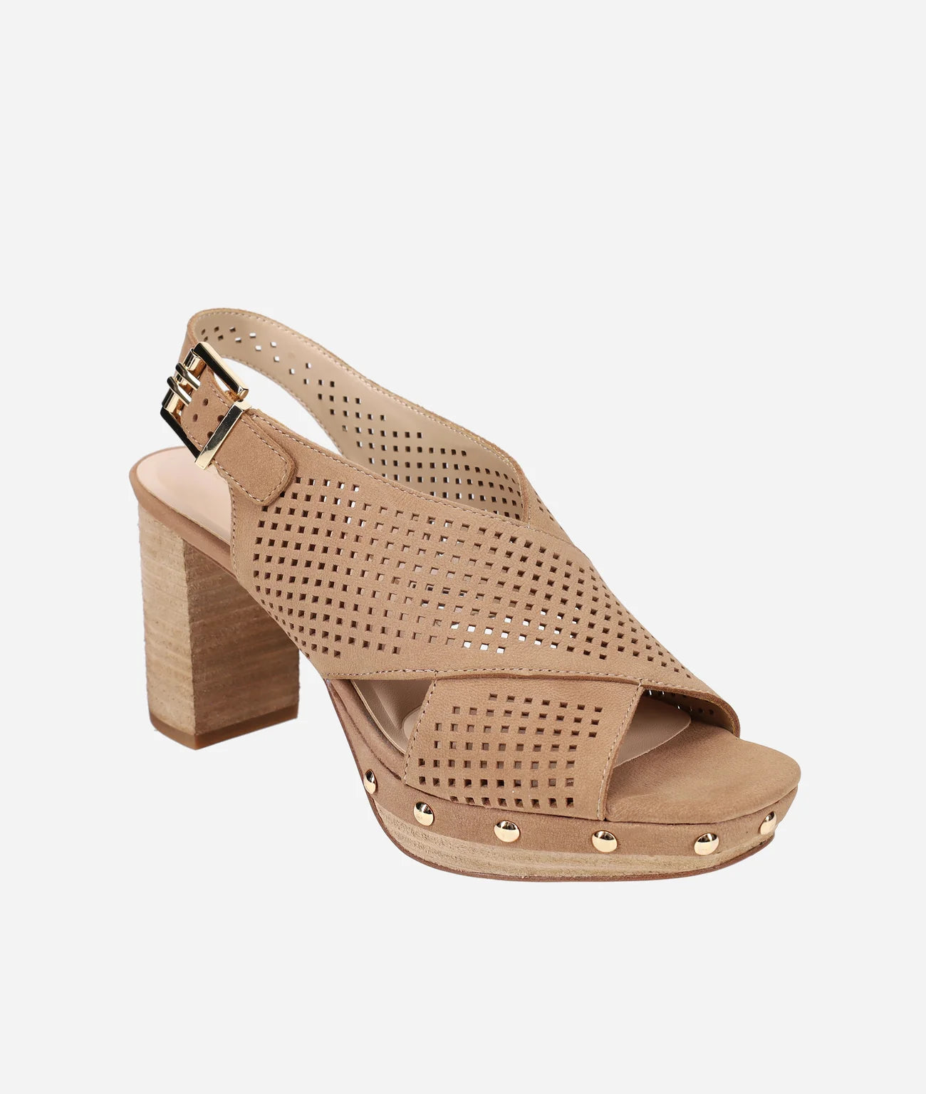 Ambree Heel - Latte Perforated Nubuck