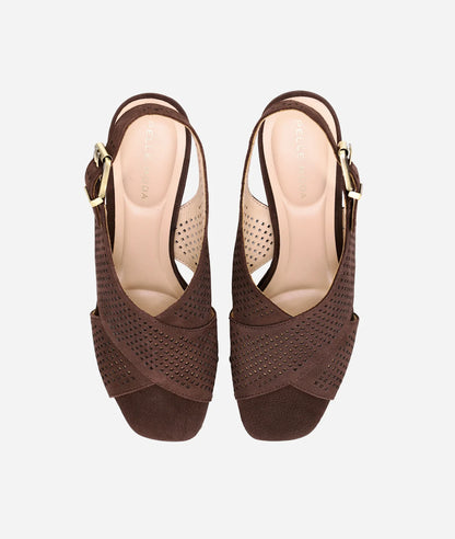 Ambree Heel - Chocolate Perforated Nubuck