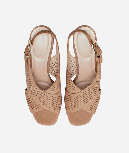 Ambree Heel - Latte Perforated Nubuck