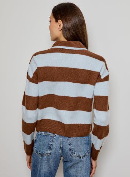Boothbay Striped Collar Sweater - Syrup/Whisper