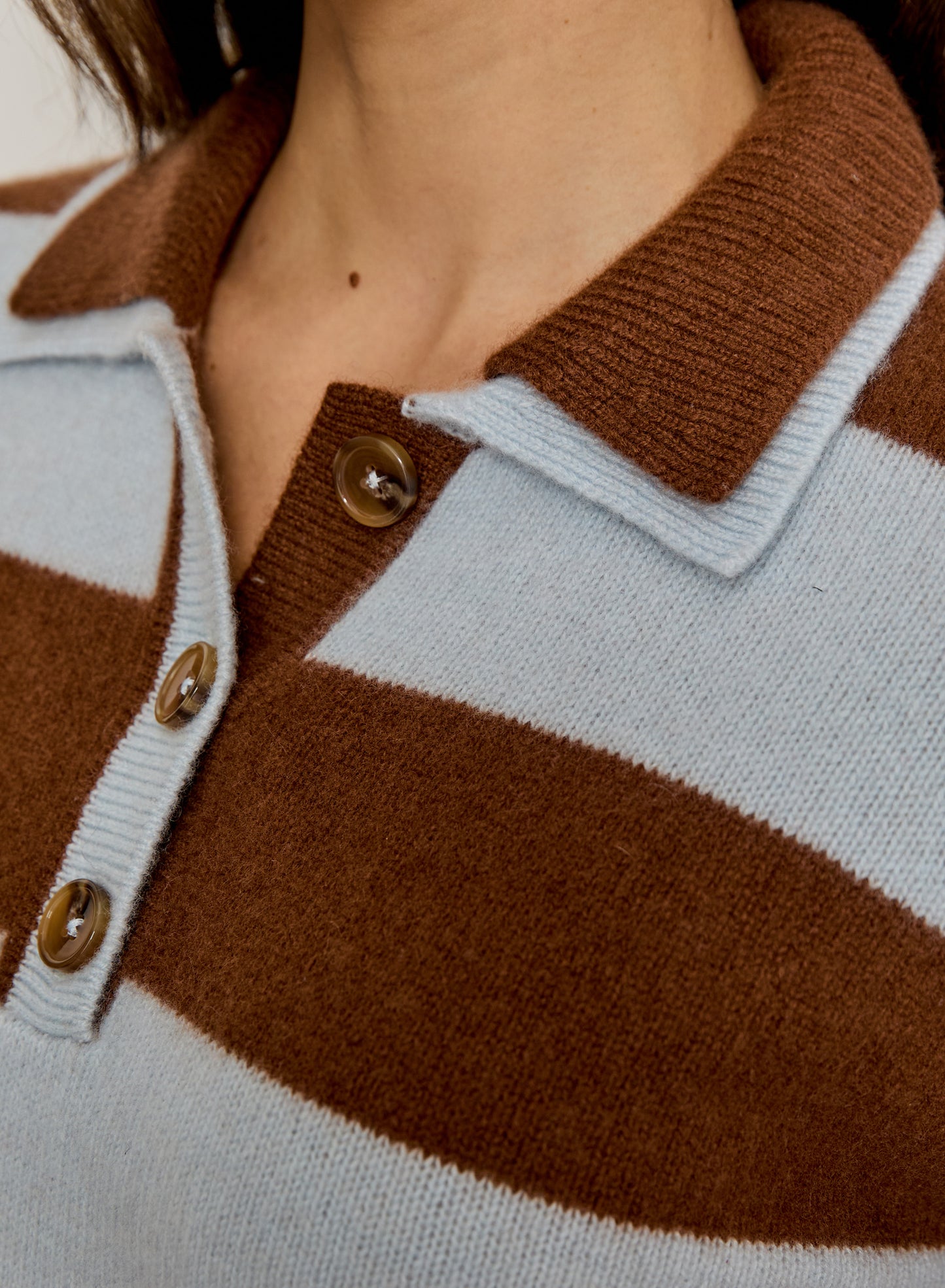 Boothbay Striped Collar Sweater - Syrup/Whisper