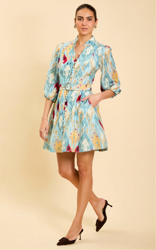 Valencia Mini Dress - Misty Ikat