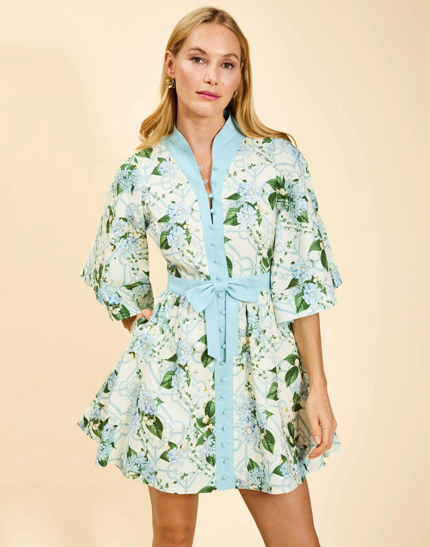 Carmen Mini Dress - Quatrefoil Garden