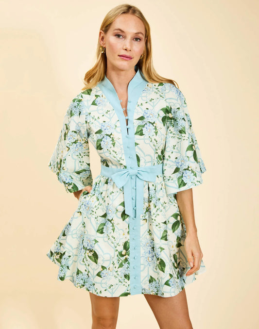 Carmen Mini Dress - Quatrefoil Garden