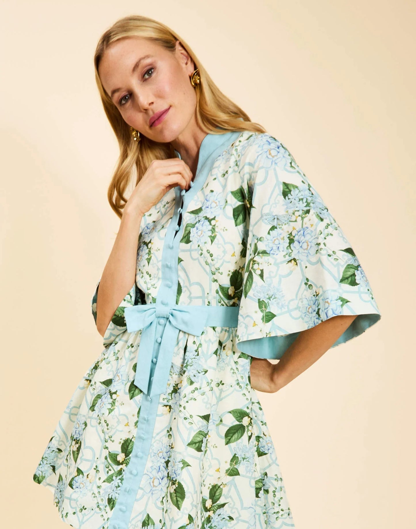 Carmen Mini Dress - Quatrefoil Garden