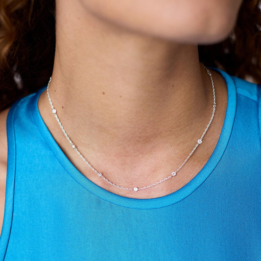 Celeste Delicate Station Necklace - Silver