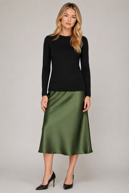 Margot Satin Midi Skirt