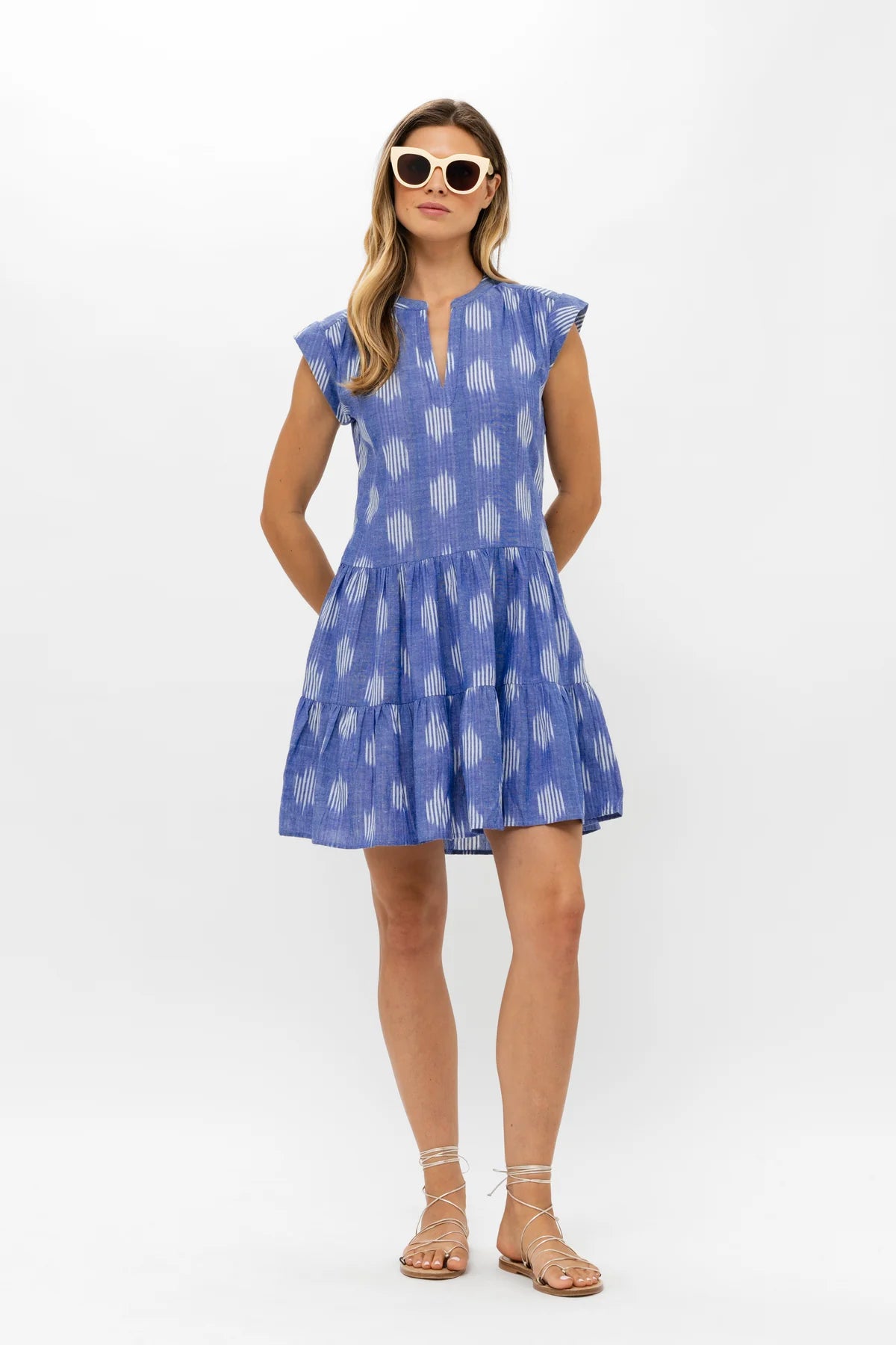 Roll Sleeve Dress - Chatham Blue