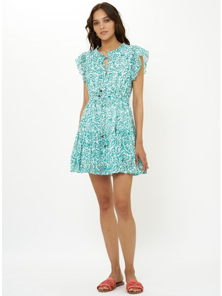 Cinched Flirty Short Dress - Cypress Jade