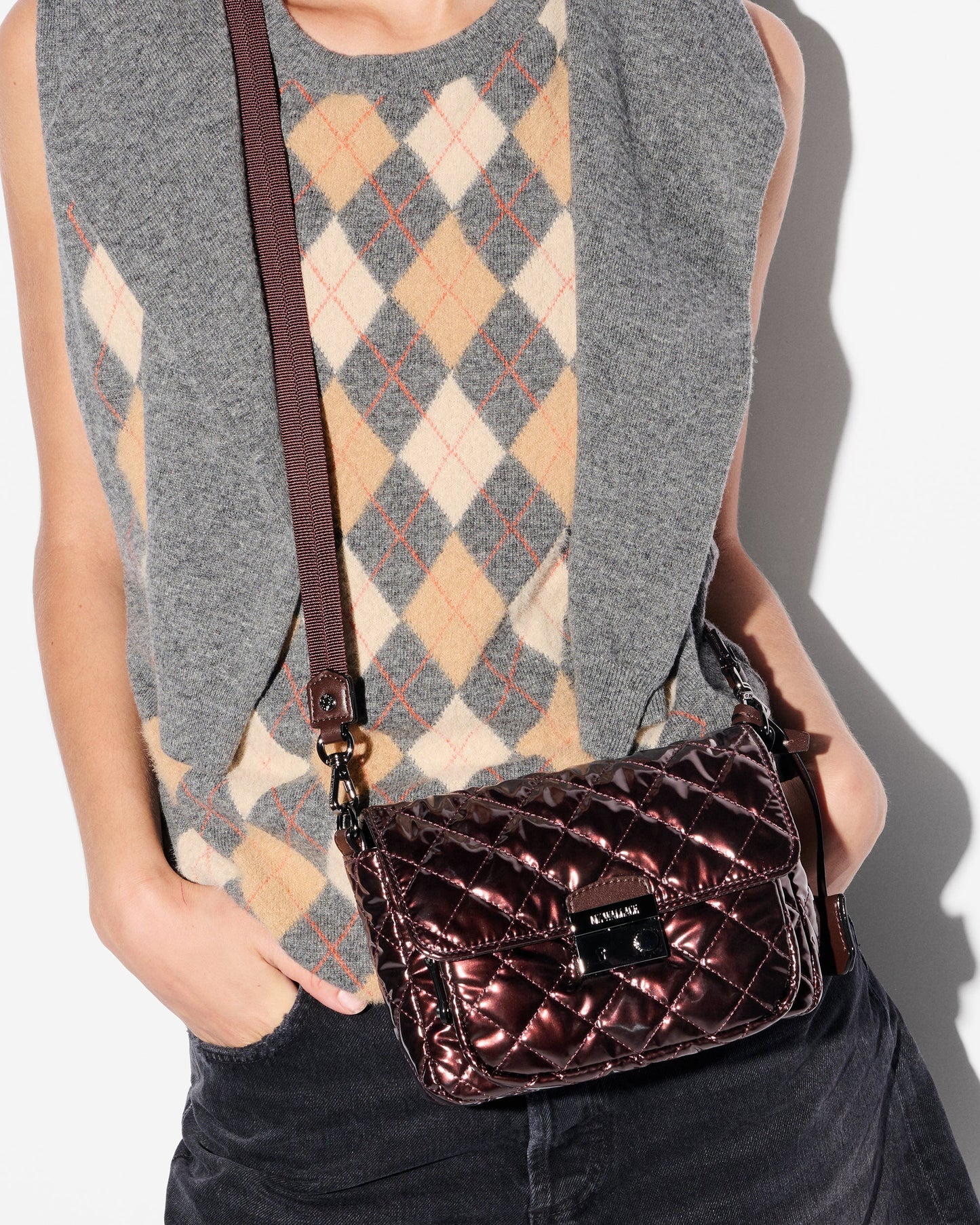 Bordeaux Lacquer Small Crosby Lock Crossbody