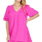 Cerise Puff Sleeve Dress