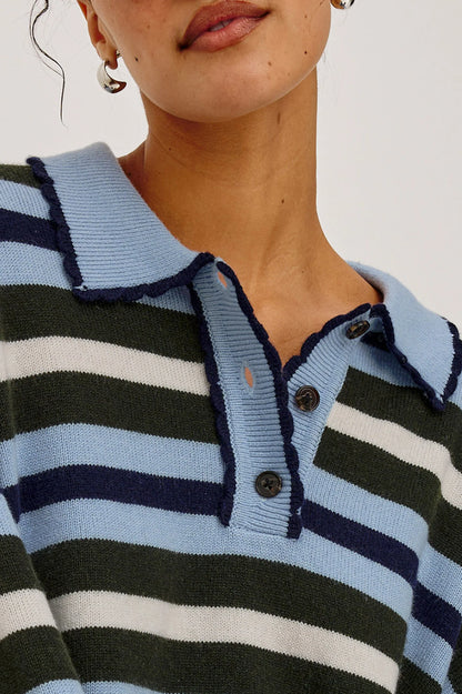 Delora Sweater - Sky Forest Stripe