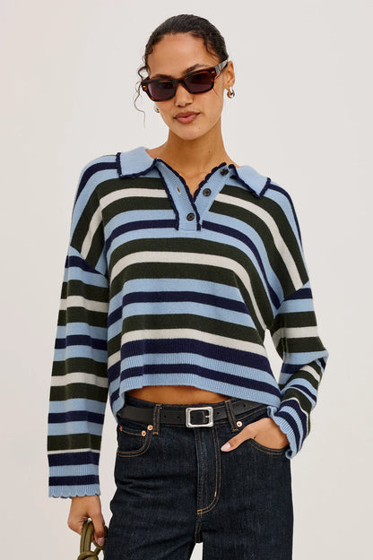 Delora Sweater - Sky Forest Stripe