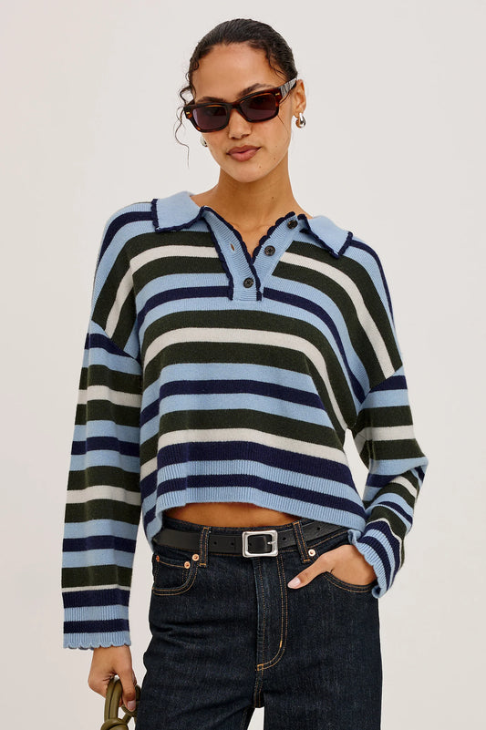Delora Sweater - Sky Forest Stripe