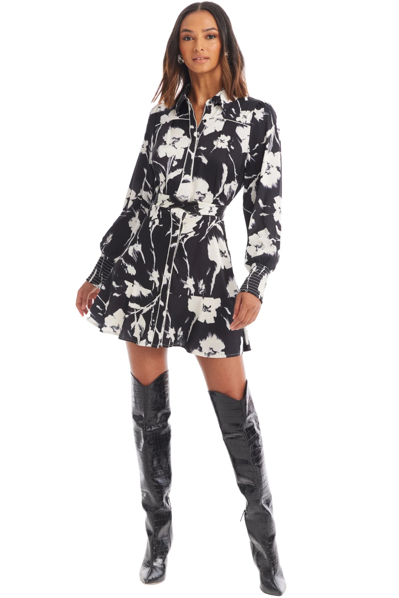 Dylan Midi Dress - Black Floral