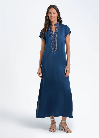 Meg Cap Sleeve Caftan - Navy