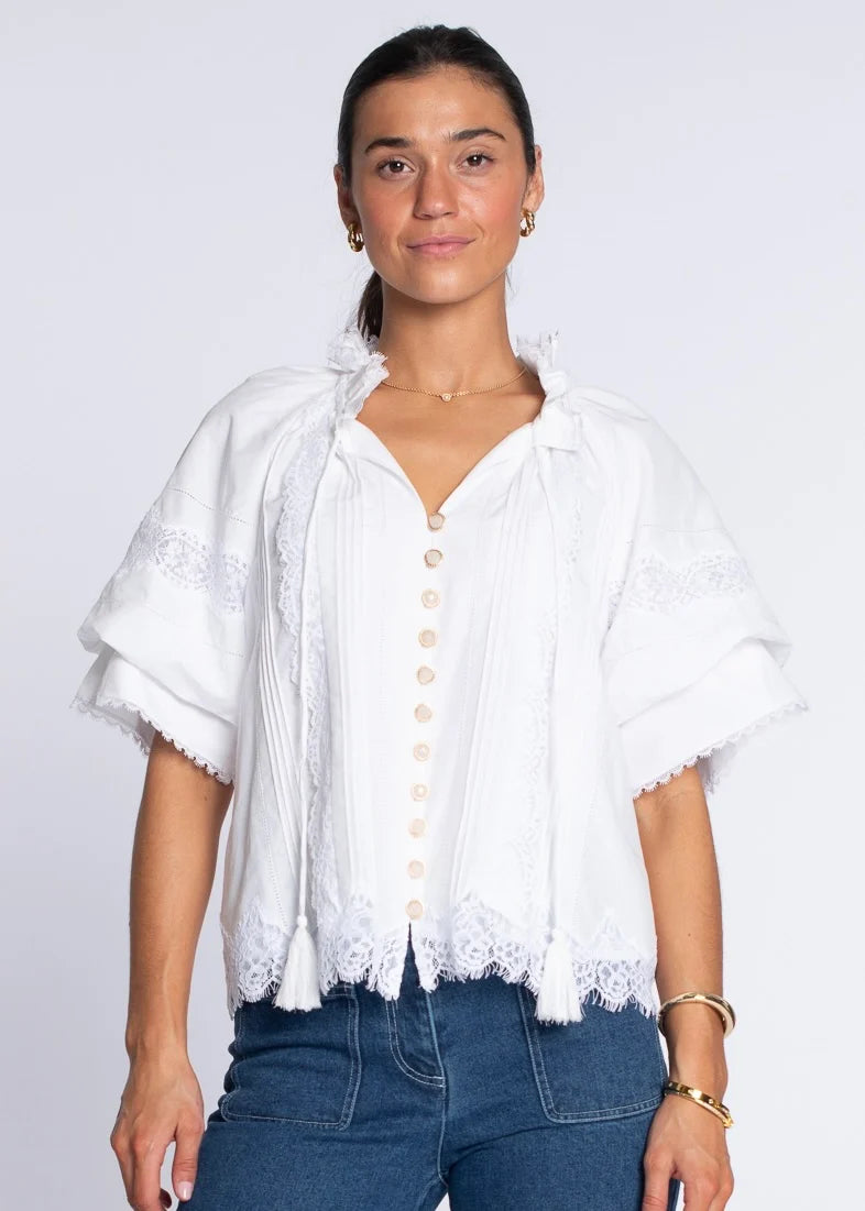 Short Sleeve Kit Top in White