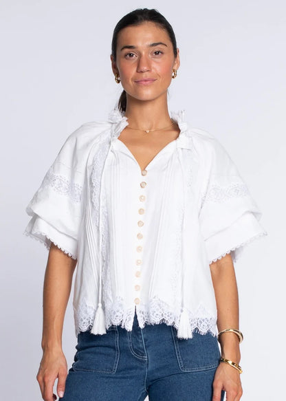 Short Sleeve Kit Top in White