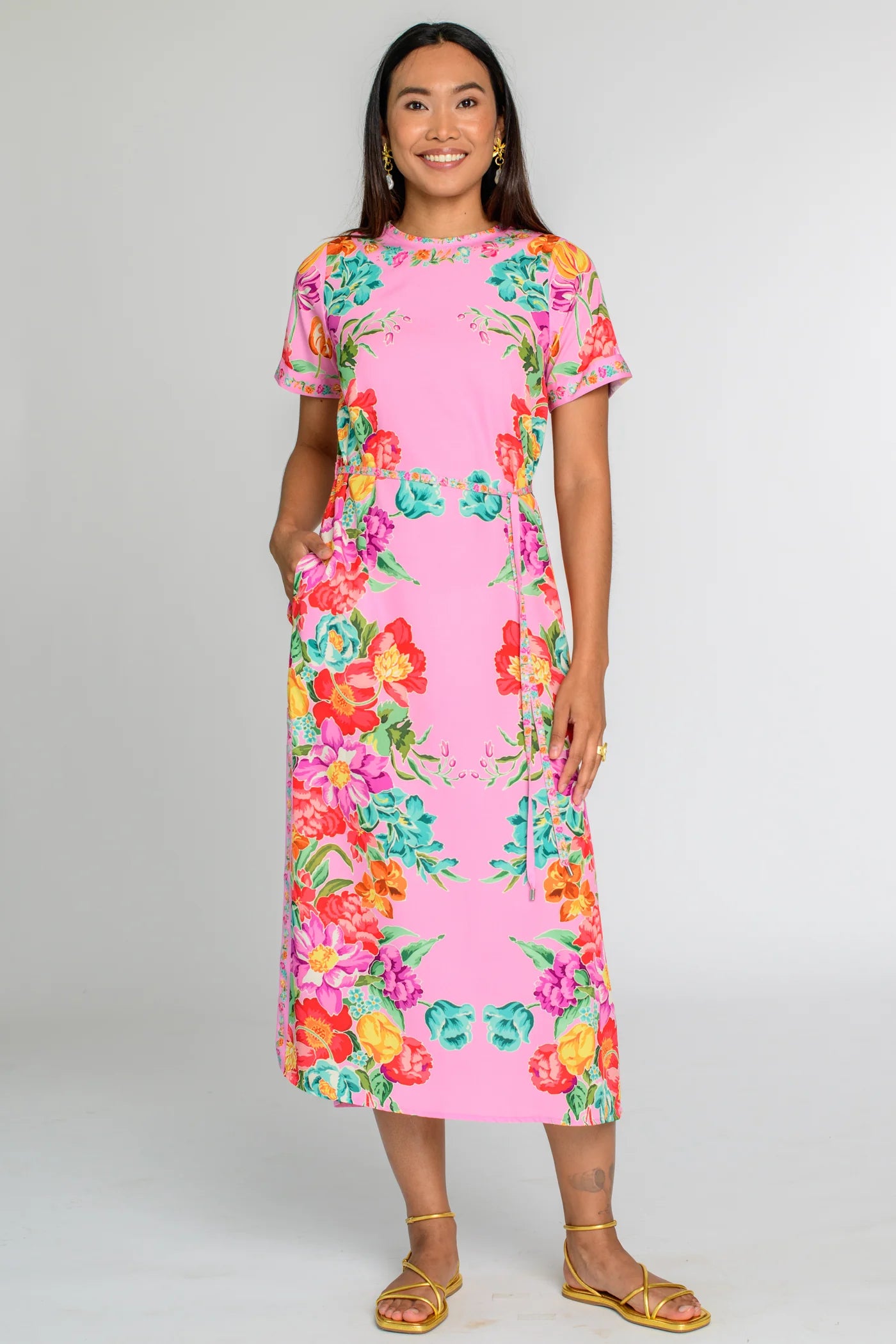 Tess Midi Dress in Tulip Tapestry - Cotton Candy