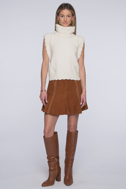 Maya Mini Skirt in Tan Suede