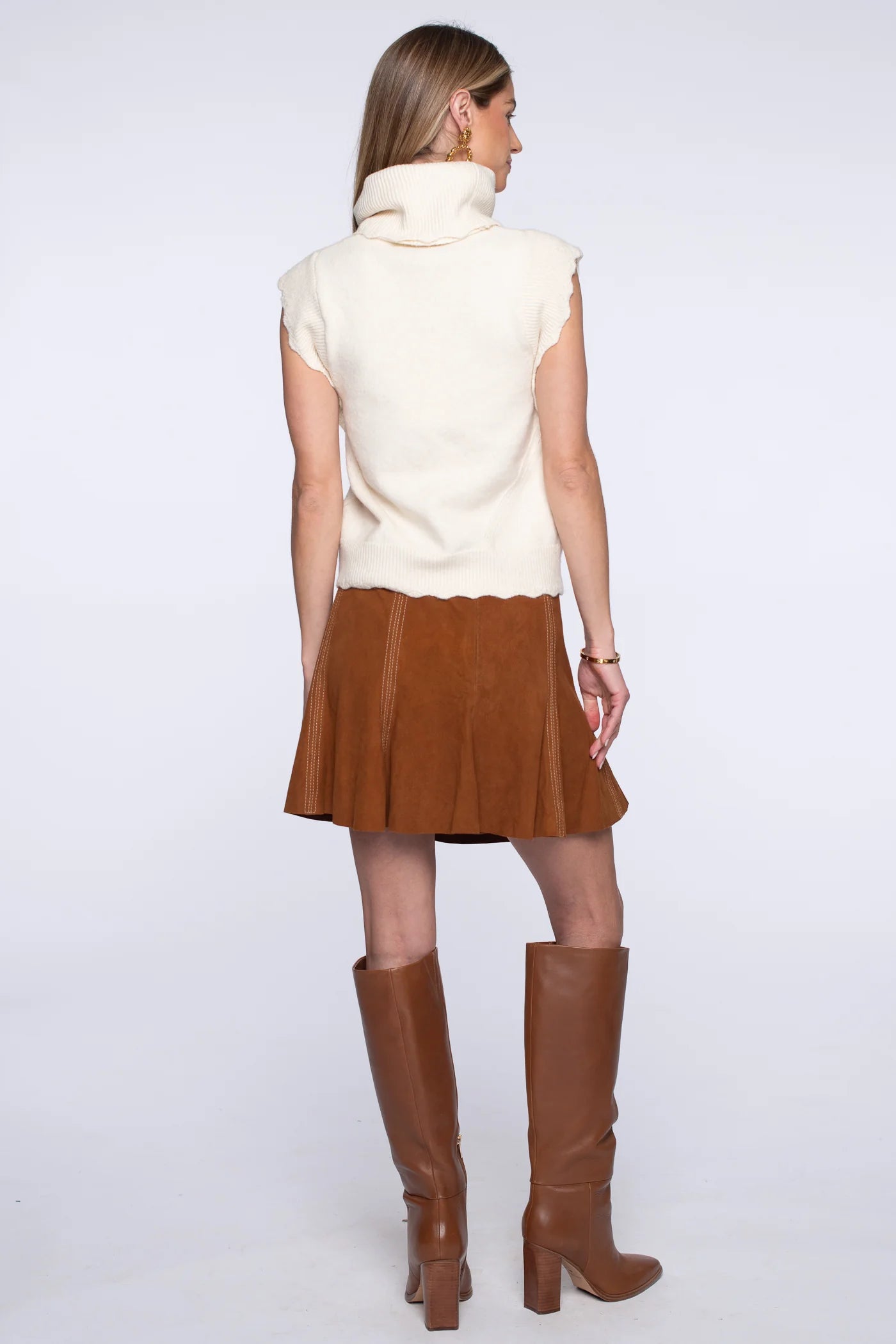 Maya Mini Skirt in Tan Suede