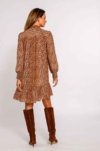 Brit Bow Dress in Leopard
