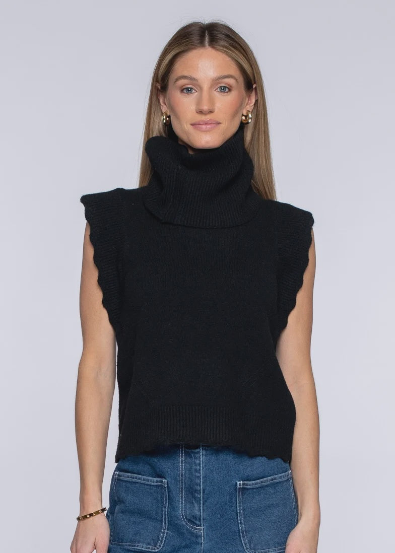 Heather Convertible Sweater in Onyx