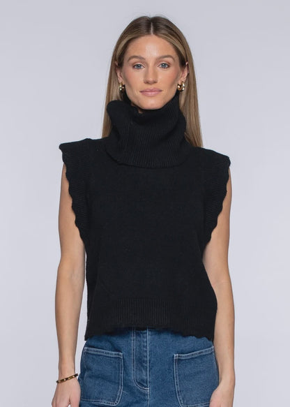 Heather Convertible Sweater in Onyx