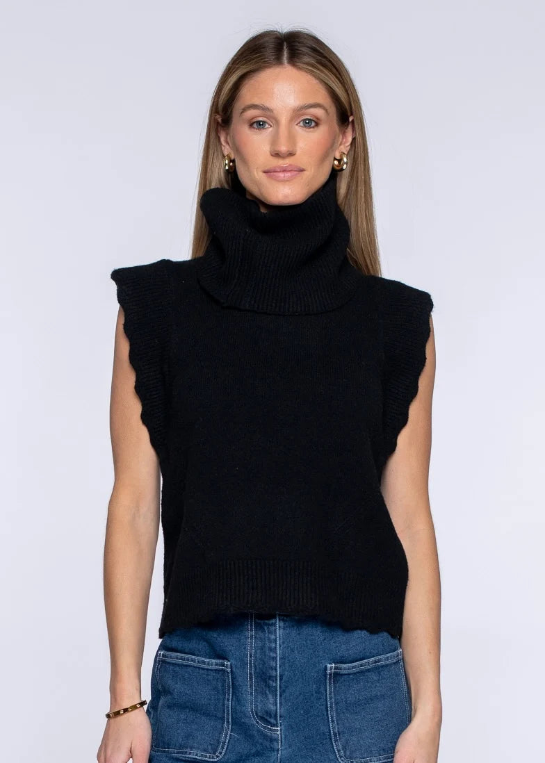 Heather Convertible Sweater in Onyx
