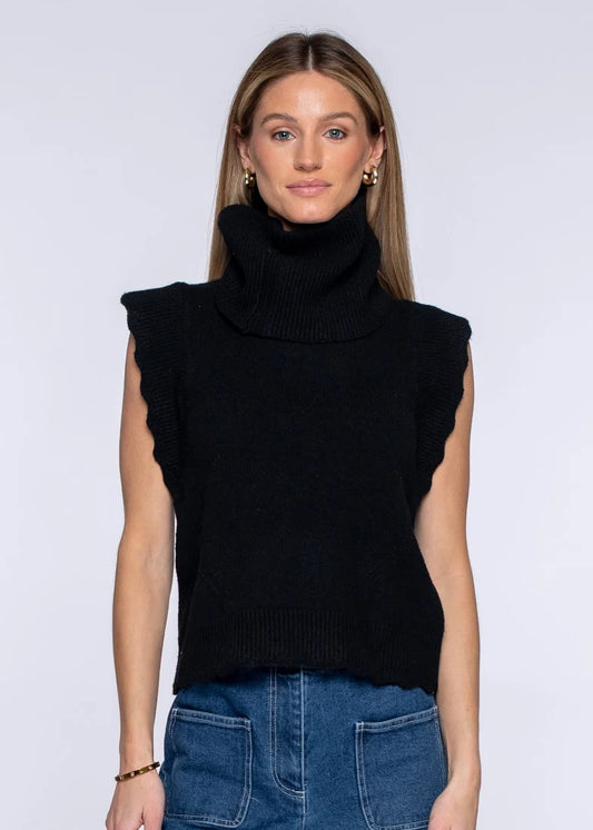 Heather Convertible Sweater in Onyx
