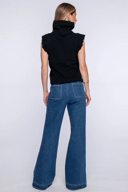 Heather Convertible Sweater in Onyx