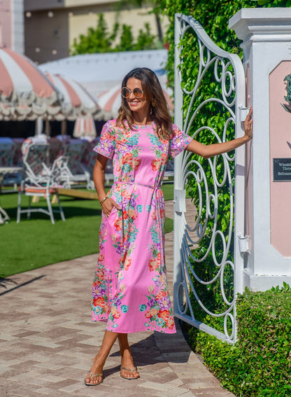 Tess Midi Dress in Tulip Tapestry - Cotton Candy