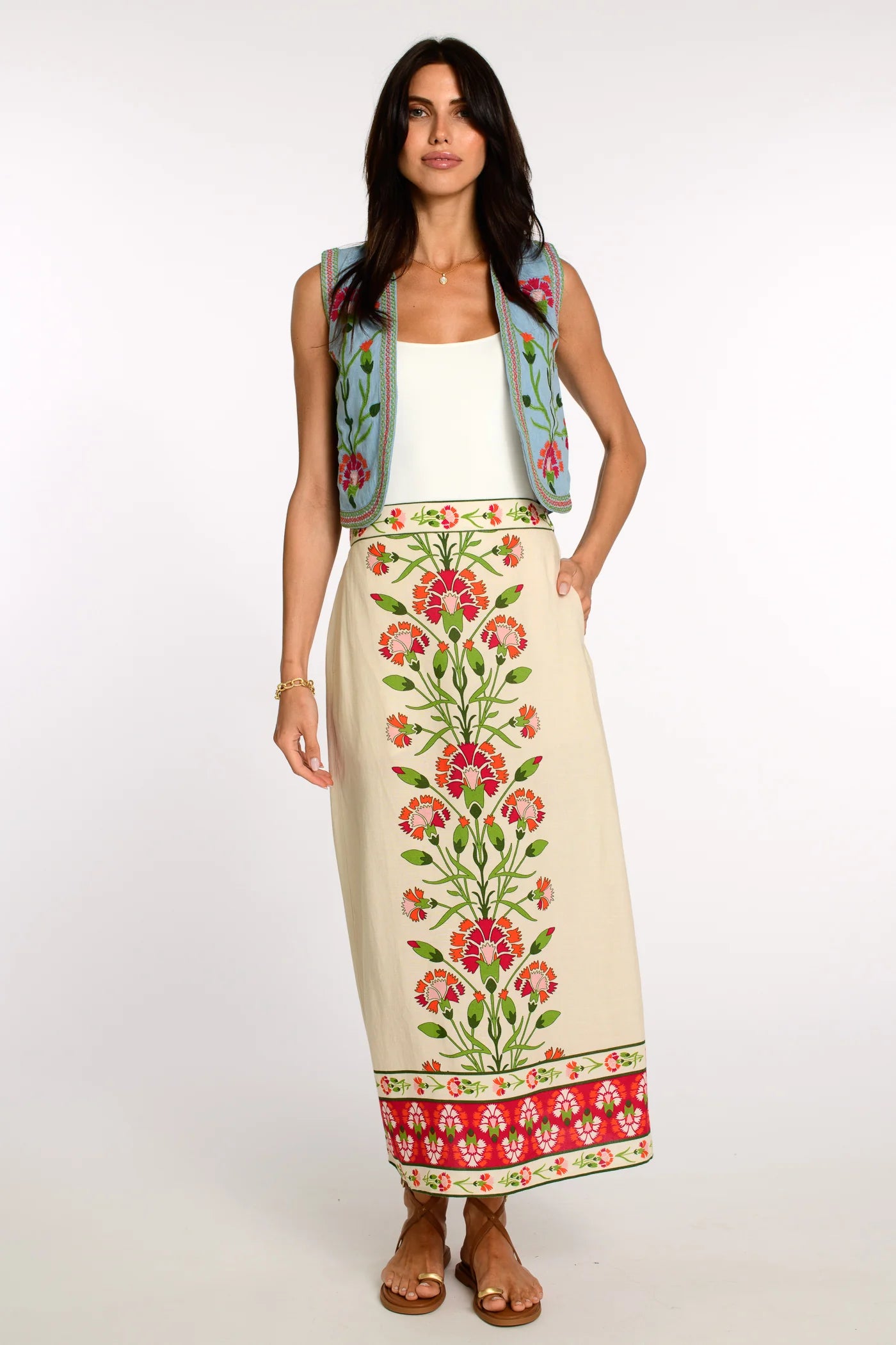 Phoebe Skirt in Indian Flower Ivory