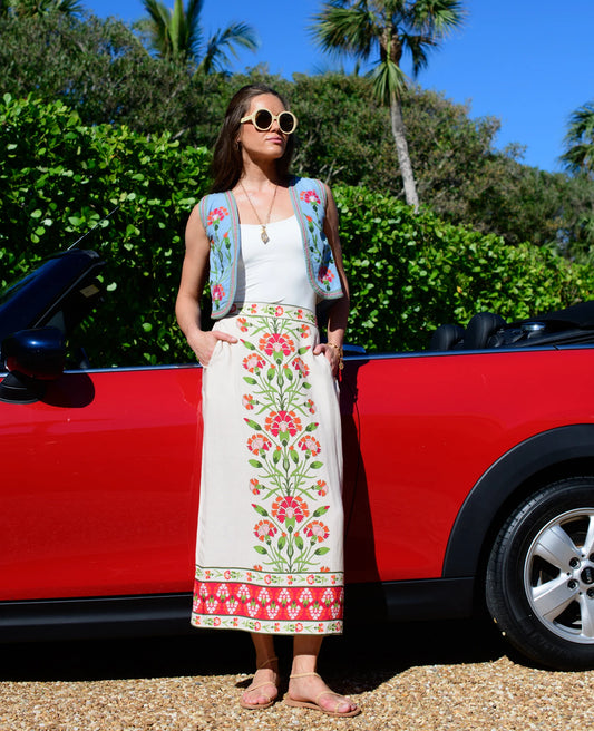 Phoebe Skirt in Indian Flower Ivory