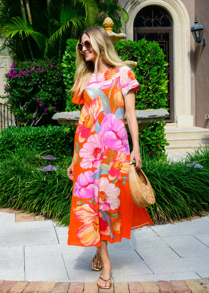 Tess Midi Dress in Sunset Blooms