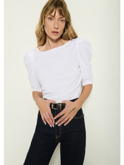 Emery Boat Neck Top - White