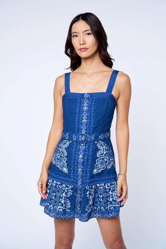 Anise Printed Sleeveless Mini Dress