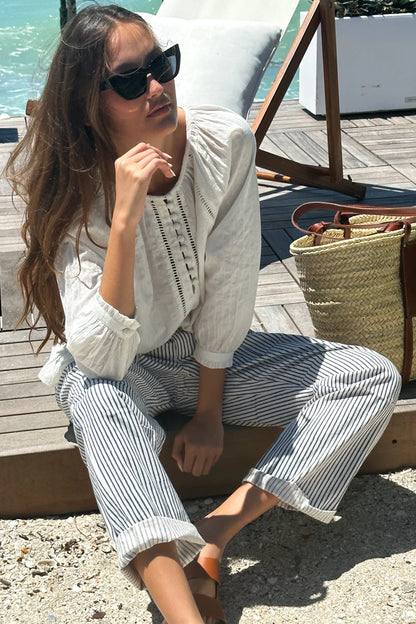 Family Cargo Pant - Indigo Stripe Organic