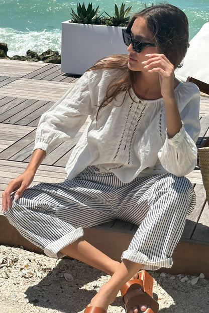 Family Cargo Pant - Indigo Stripe Organic