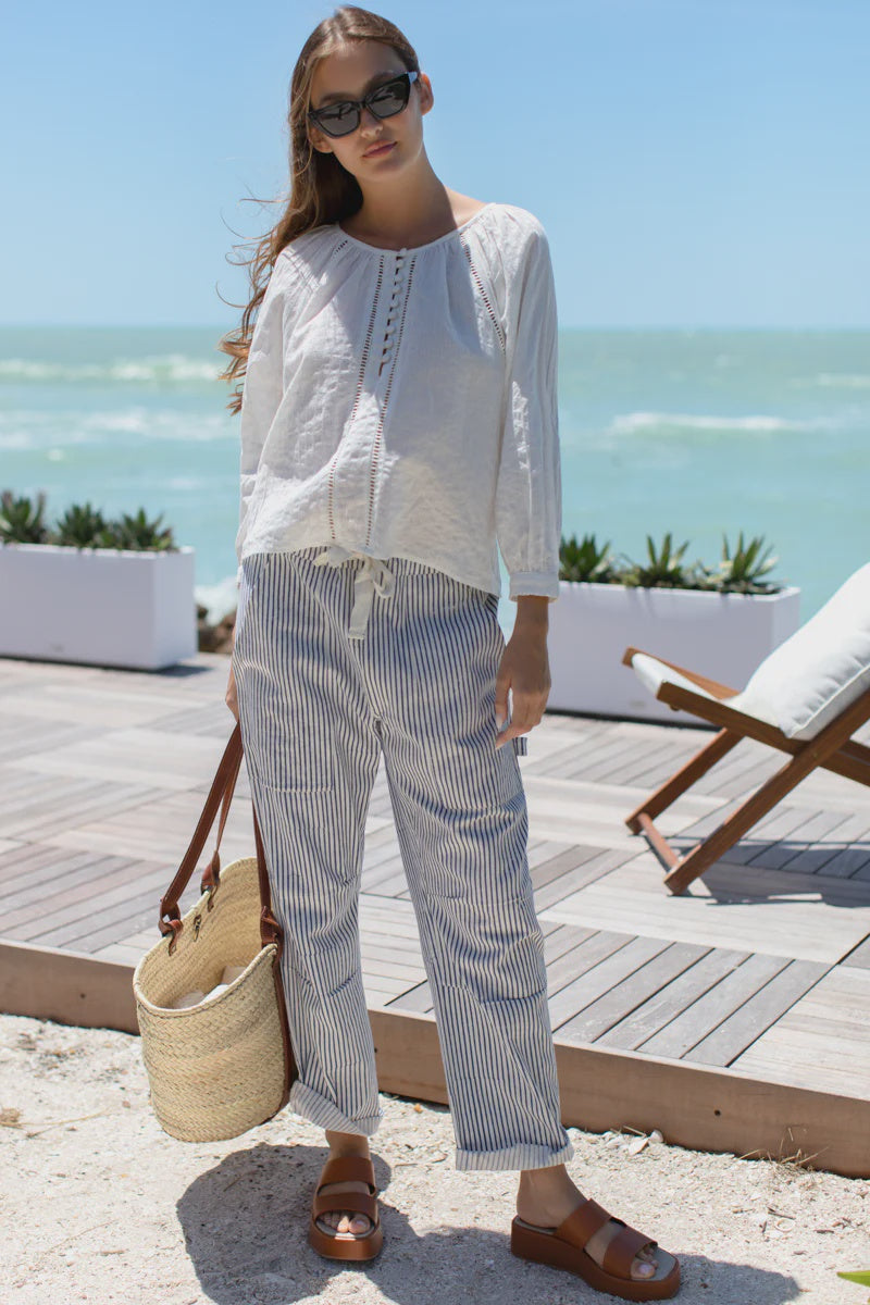 Family Cargo Pant - Indigo Stripe Organic