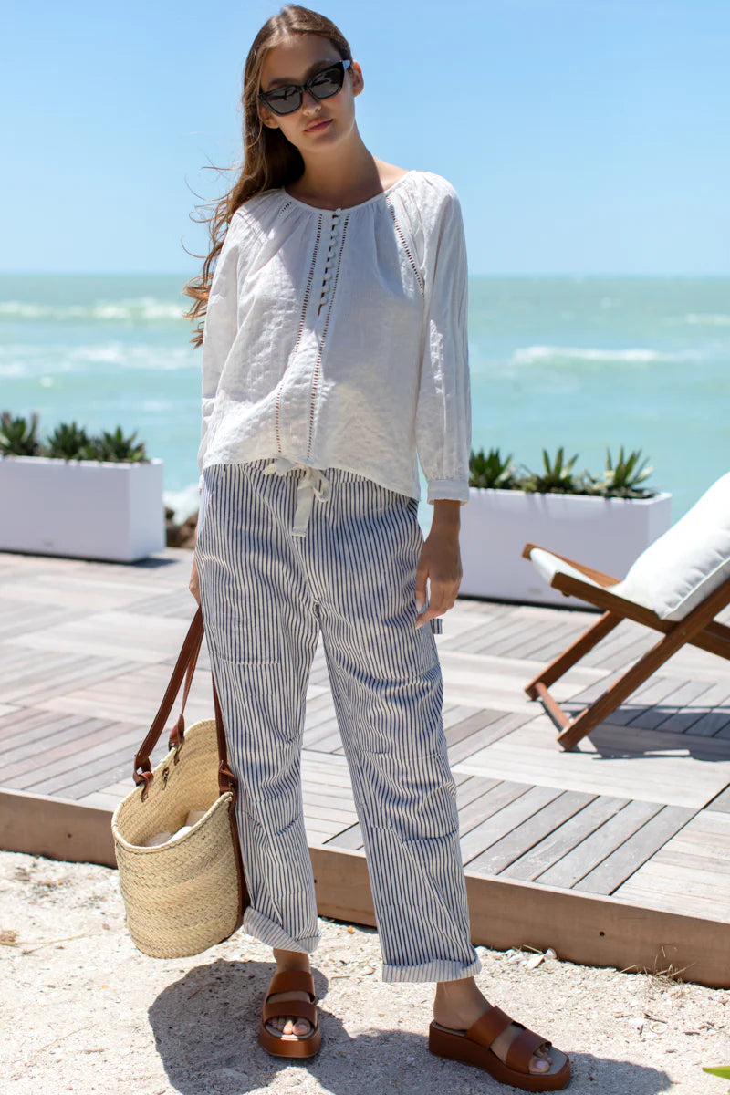 Family Cargo Pant - Indigo Stripe Organic