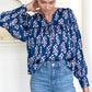 Isla Longsleeve Top - Pressed Flowers Blue