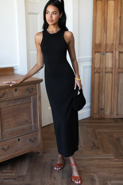 Racerback Tank Maxi Dress - Onyx Rib