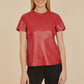 Red Faux Leather Shirt