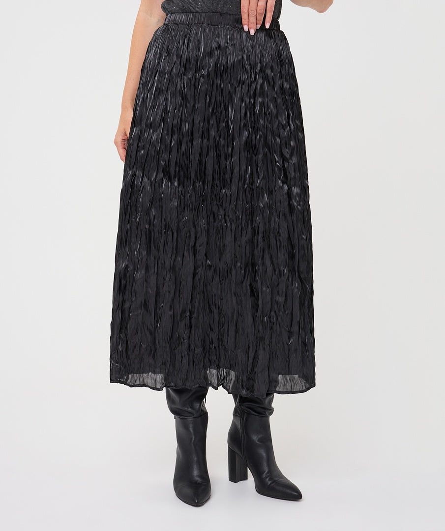 Midnight Crinkle Midi Skirt