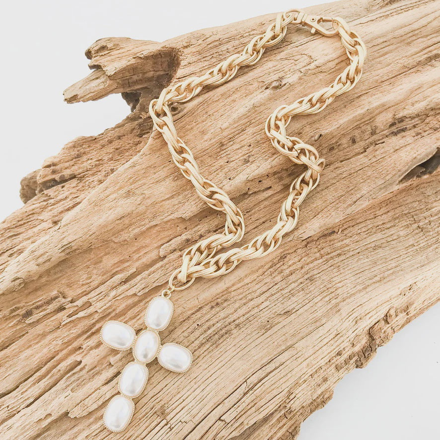 Pearl Cross Necklace